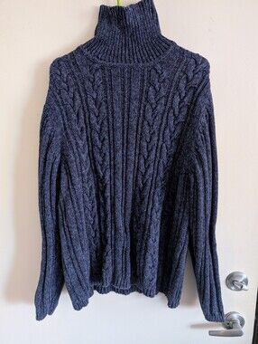 Cabela's Navy Cable Knit Turtleneck Sweater